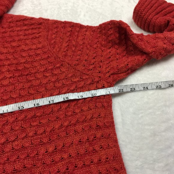 NOMADIC TRADERS Sweater Size S Womans Red Ramie Open Knit Turtleneck Pullover - Picture 7 of 15